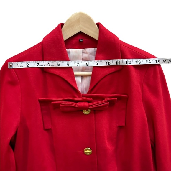 Cabi Red Beau Bow Business Blazer with Gold Button Size: 6 - Picture 10 of 15